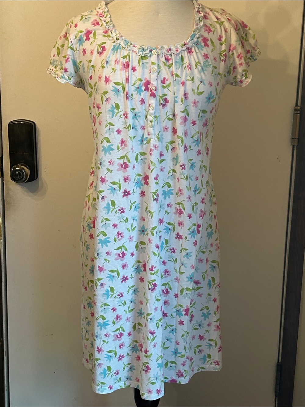 LAUREN RALPH LAUREN MONOGRAMMED VINTAGE FLORAL NIGHTGOWN SZ M